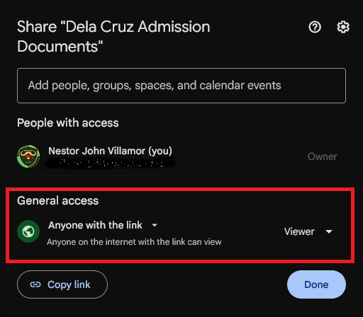 Admission Documents